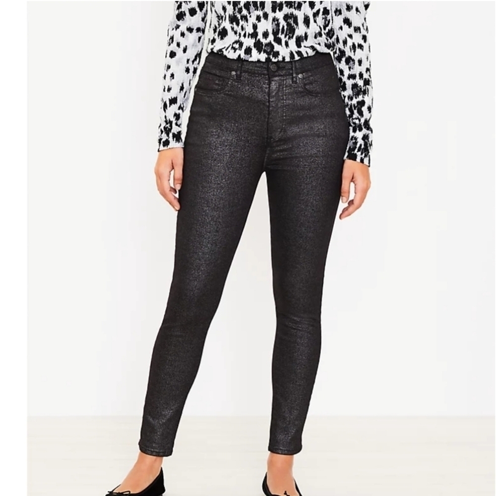 Loft Curvy Shimmer High Rise Skinny Jeans 8/29 - Picture 1 of 11